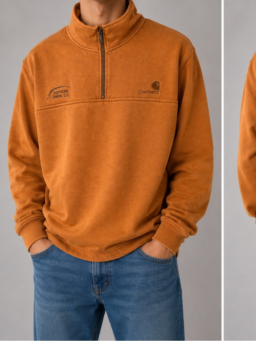 Carhartt Men's Caramel Brown Logo Sleeve Hooded Sweatshirt